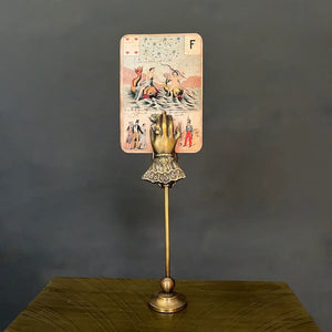 Paper Holder Clips - Brass clasps on a pedestal including tarot cards by Vintage Treasures - Fp Art Online