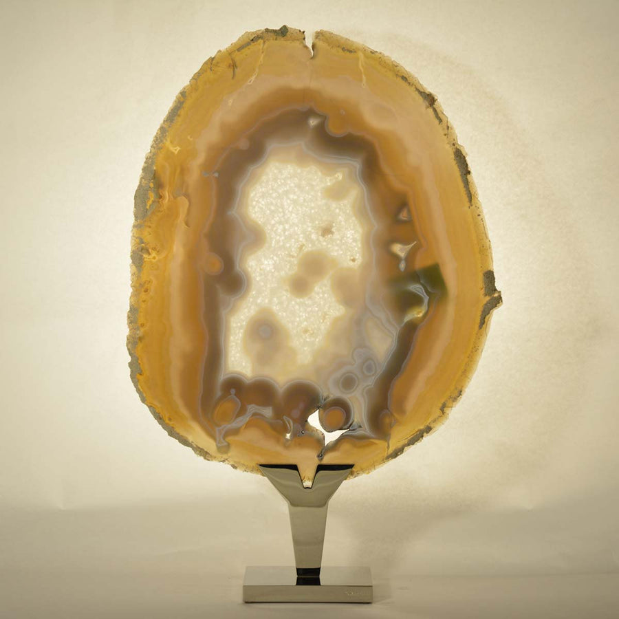 Agate Stone 2 - Mounted on polished and nickel-plated bronze by Tincani Giuliano - Fp Art Online