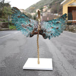 Angel - Non-anthropomorphic brass angel on wooden base by Razeto Giangi - Fp Art Online