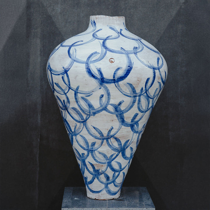 Blue Circle - Handcrafted ceramic vase by Onofrio Acone - Fp Art Online