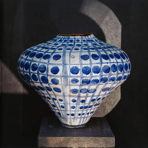 Blue Dots - Handcrafted ceramic vase by Onofrio Acone - Fp Art Online