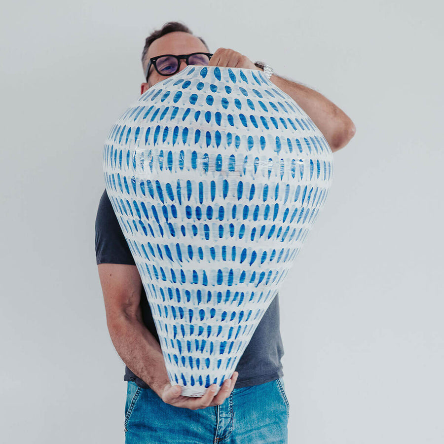 Blue Drops - Handcrafted ceramic vase by Onofrio Acone - Fp Art Online