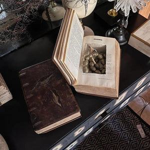 Secret Book - Leather covered book designed for hiding objects by Vintage Treasures - Fp Art Online