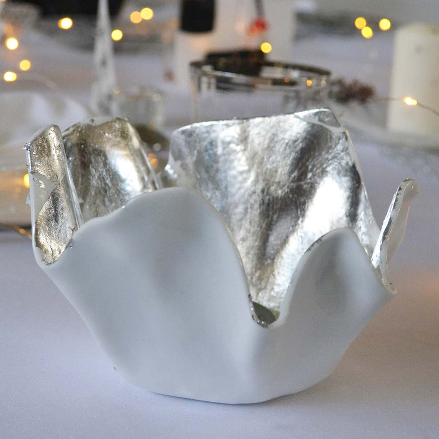 Charm - White Murano bowl with silver leaf by Fp Art Collection - Fp Art Online