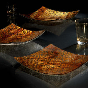 "Damasco Ambra" Dining Set, Damasco plate with gold 24 KT by Fp Art Tableware - Fp Art Online