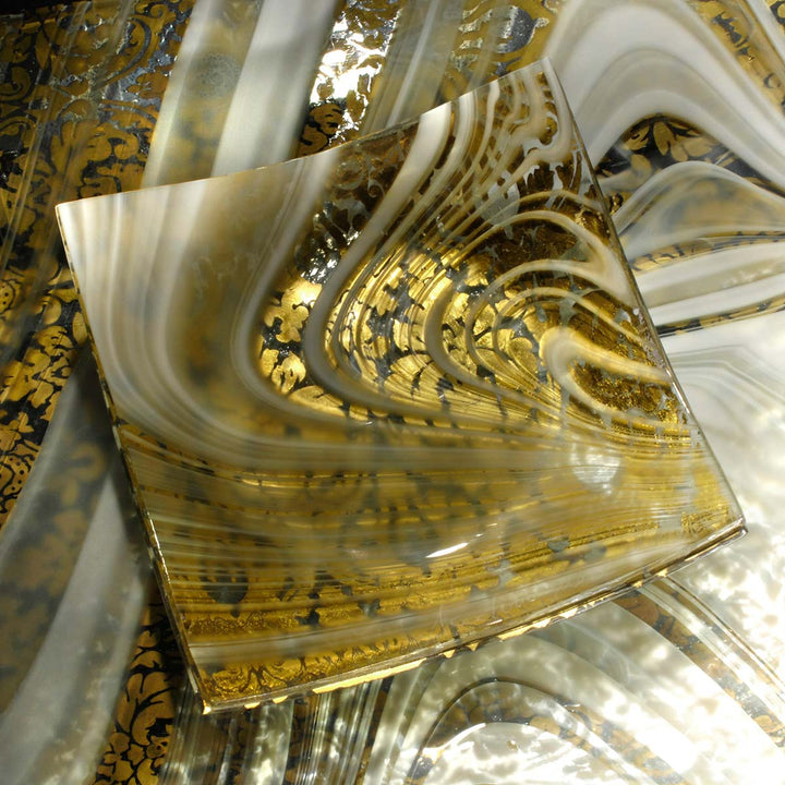"Damasco Oro" Dining Set, Damasco plate with gold 24 KT by Fp Art Tableware - Fp Art Online