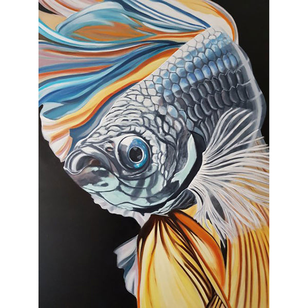 Fighting Fish - Oil painting on canvas, animal theme