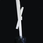 Geometric #22 - White patina aluminium sculpture with black granite base by Fp Art Collection - Fp Art Online