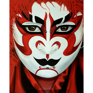 Kabuki Mask - Oil painting on canvas, oriental theme