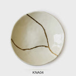 "Kintzugi White" Sushi Set, Handmade Murano plates, engraved by hand with gold 24 KT by Fp Art Tableware - Fp Art Online