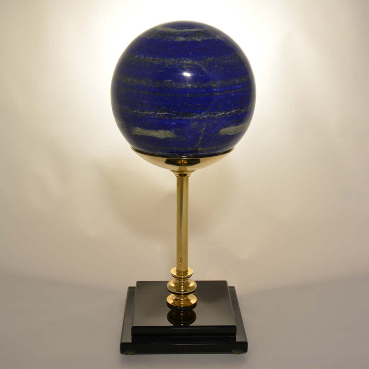 Lapislazuli Sphere - With a base in gilded bronze and smoky glass by Tincani Giuliano - Fp Art Online