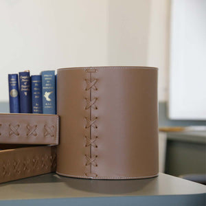 Leather Bin - Handmade waste bin by Fp Art Collection - Fp Art Online