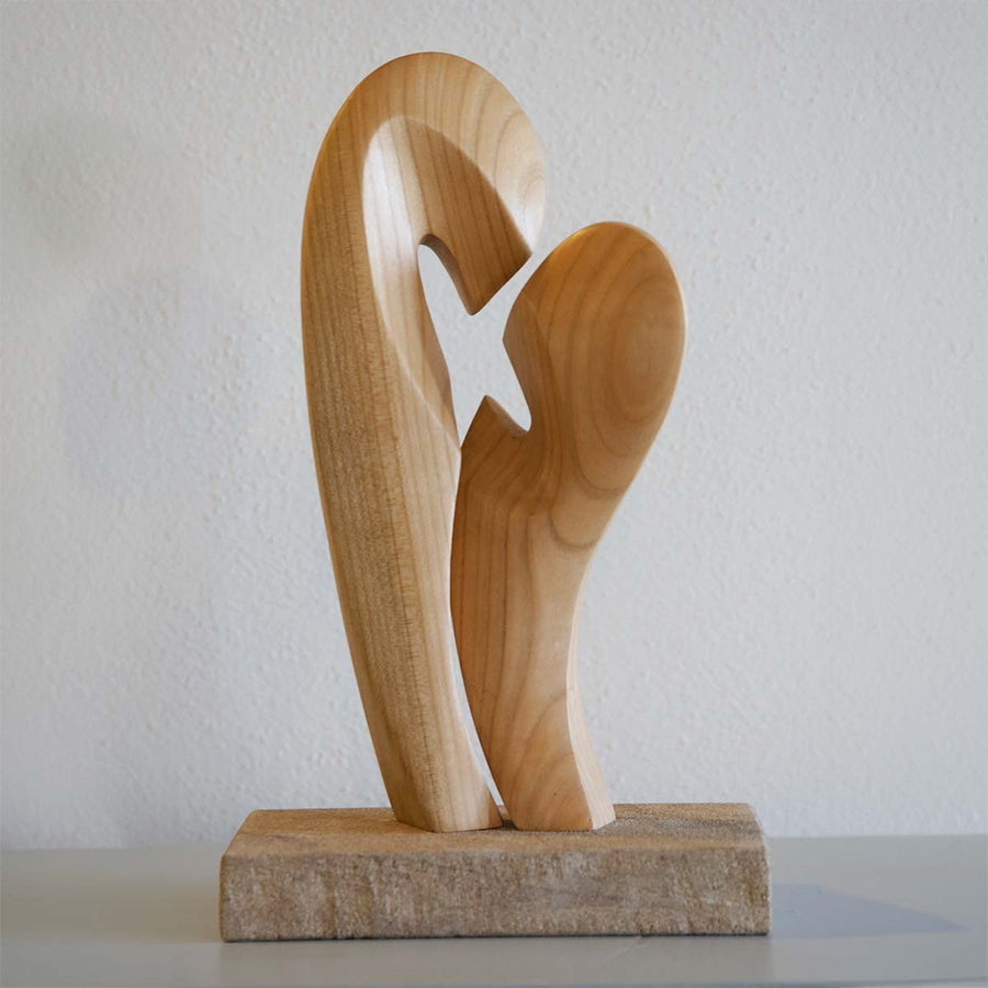 Lovers - Handmade shelf sculpture in timber by Fp Art Collection - Fp Art Online