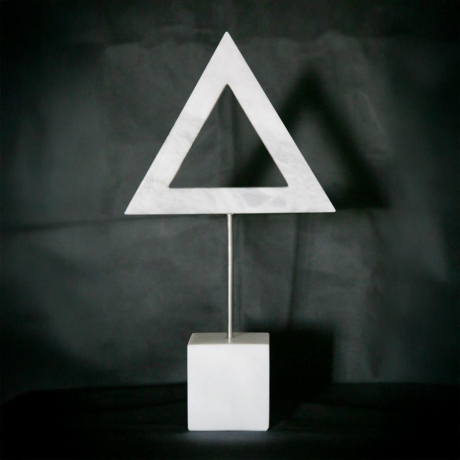 Orbital Triangle - Handmade shelf sculpture in marble by Fp Art Collection - Fp Art Online