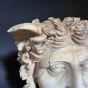 Medusa Head - Gypsum sculpture on pedestal by Vintage Treasures - Fp Art Online