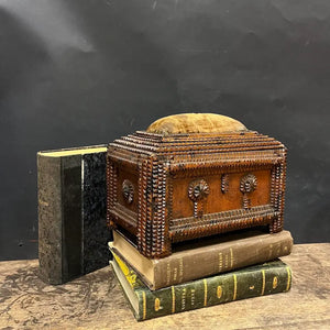 Tramp Art - Rare early 20th century sewing box by Vintage Treasures - Fp Art Online