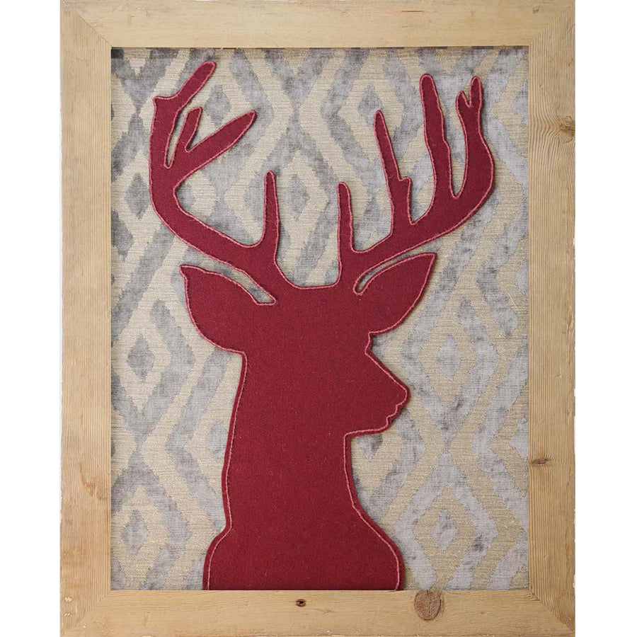 Deer - Sewing and embroidery on panel by Poggi Beatrice - Fp Art Online