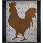 Rooster / Hen - Brown cotton sewing and embroidery on panel by Poggi Beatrice - Fp Art Online