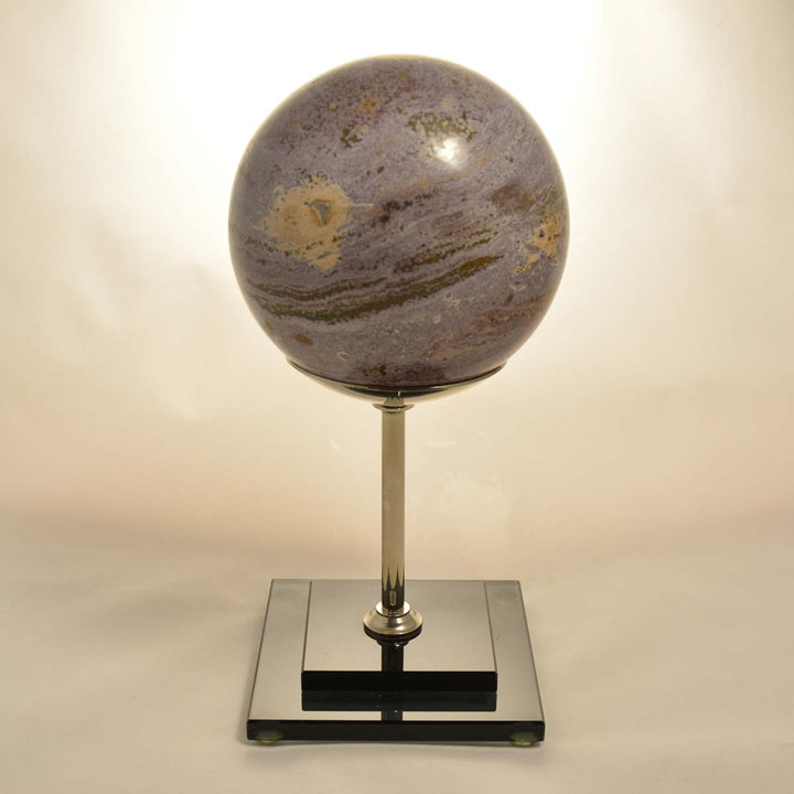 Rose Jasper Sphere - With a base in nickel-plated bronze and smoky glass by Tincani Giuliano - Fp Art Online