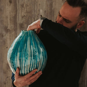 Thousand Green - Handcrafted ceramic vase by Onofrio Acone - Fp Art Online