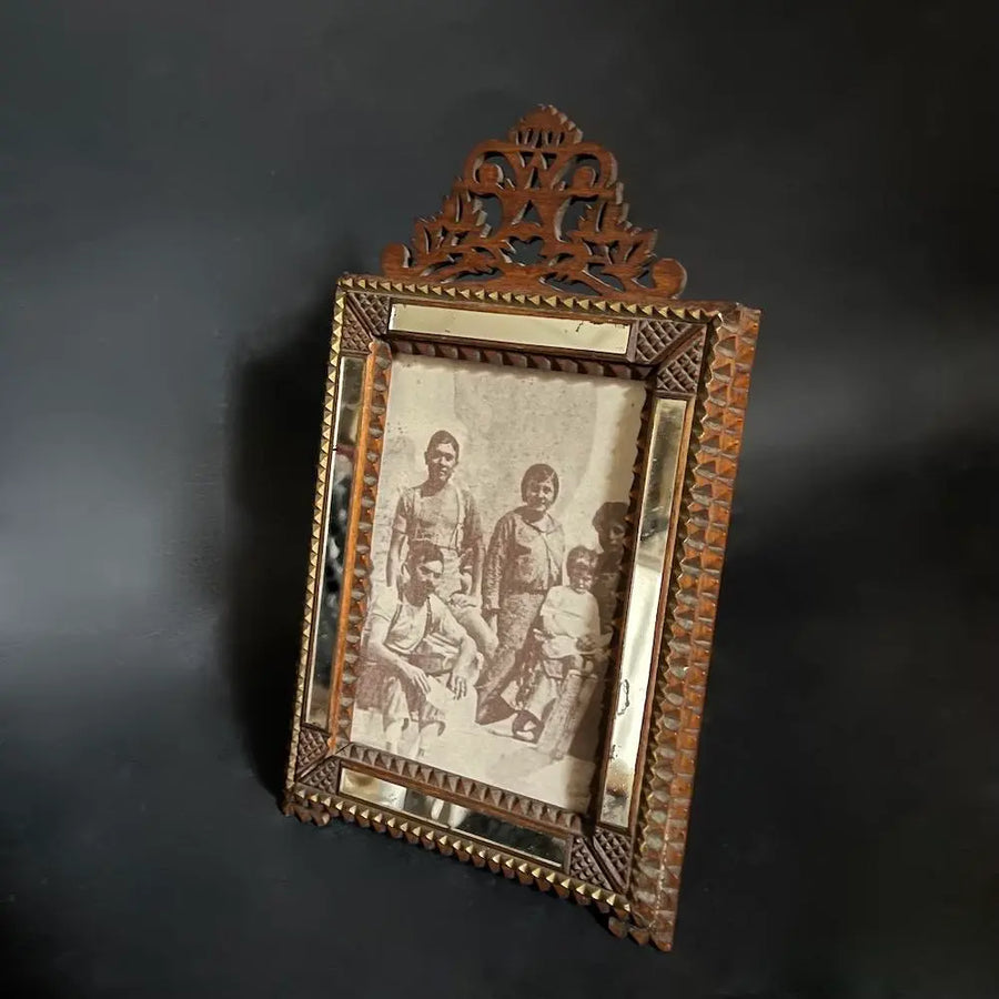 Tramp Art - Rare early 20th century photo frame by Vintage Treasures - Fp Art Online