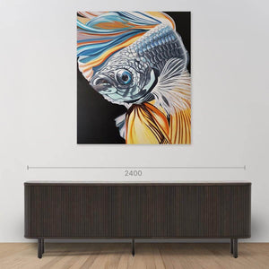 Fighting Fish - Oil painting on canvas, animal theme