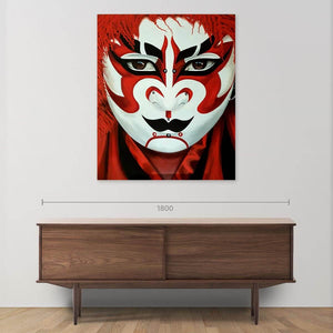 Kabuki Mask - Oil painting on canvas, oriental theme