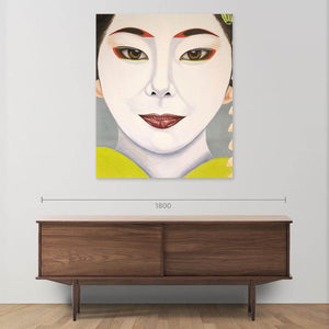 Green Geisha - Oil painting on canvas, oriental theme