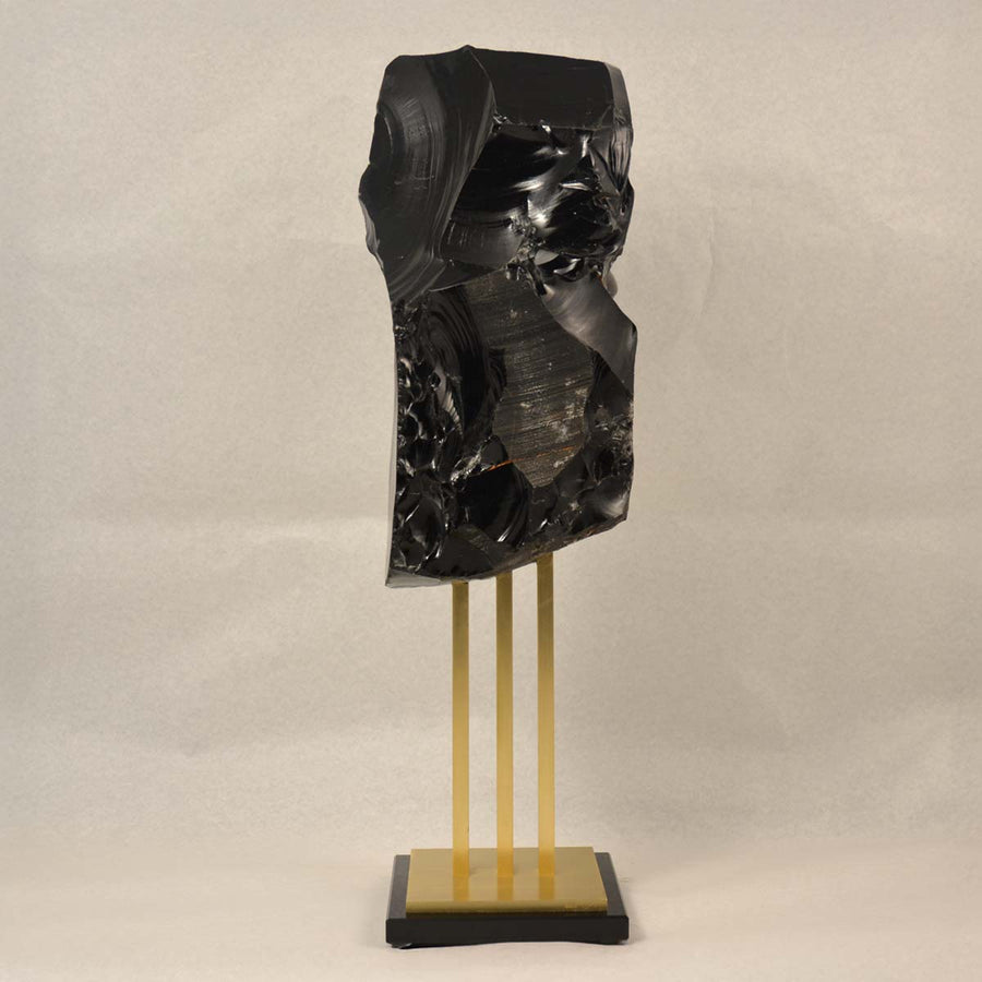 Volcanic Obsidian (Lava) -  Mounted on bronze and glass paste by Tincani Giuliano - Fp Art Online