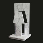 Più o Meno - White Carrara marble table lamp by Ulian Paolo e Ratti Moreno - Fp Art Online