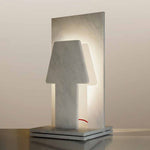 Più o Meno - White Carrara marble table lamp by Ulian Paolo e Ratti Moreno - Fp Art Online