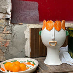 Arancina - Handmade ceramic head vase with reliefs by Italiano Patrizia - Fp Art Online