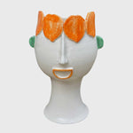 Arancina - Handmade ceramic head vase with reliefs by Italiano Patrizia - Fp Art Online