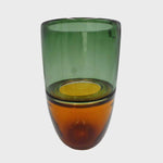 Incalmo - Mouth-blown glass vase, green/amber color by Fornace Mian - Fp Art Online