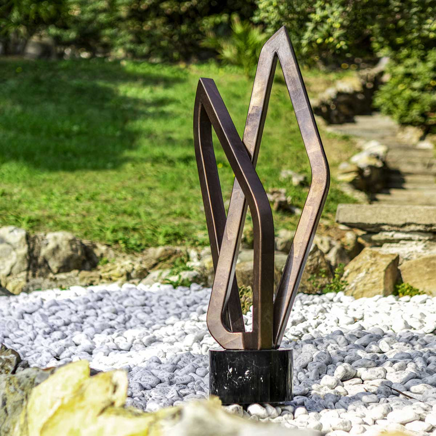 Geometric #23 - Bronze patina aluminium sculpture with black granite base by Fp Art Collection - Fp Art Online