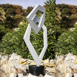 Geometric #18 - Grey patina aluminium sculpture with black granite base by Fp Art Collection - Fp Art Online