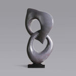 Two Rings #06 - Grey/red patina bronze sculpture with black granite base by Fp Art Collection - Fp Art Online