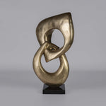 Two Rings #05 - Champagne patina bronze sculpture with black granite base by Fp Art Collection - Fp Art Online