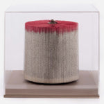 Trunk Red Medium - Paper sculpture made out of old folded books by Crizu - Fp Art Online