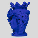 Donna Rosalia Blue Oltremare - Matt finished terracotta vase, gold leaf decoration by Boemi Stefania - Fp Art Online