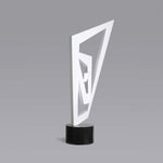 Geometric #22 - White patina aluminium sculpture with black granite base by Fp Art Collection - Fp Art Online