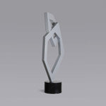 Geometric #18 - Grey patina aluminium sculpture with black granite base by Fp Art Collection - Fp Art Online