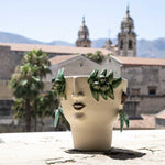 Oliva - Handmade ceramic head vase with reliefs by Italiano Patrizia - Fp Art Online