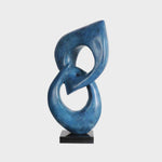 Two Rings #03 - Blue patina bronze sculpture with black granite base by Fp Art Collection - Fp Art Online