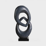 Two Rings #08 - Grey patina bronze sculpture with black granite base by Fp Art Collection - Fp Art Online