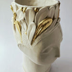 Viso Vaso Gold Leaf - Glazed ceramic vase by Chartroux Paola - Fp Art Online